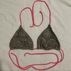 GREEN AND PINK BIKINI TOP